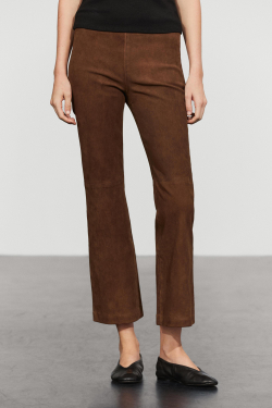 Massimo Dutti Замшевые леггинсы расклешенного кроя, коричневый