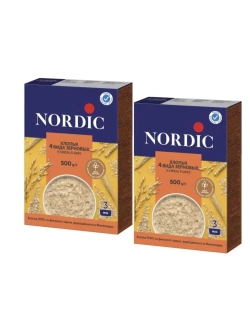 Хлопья NORDIC 4 вида зерновых, 500г х 2 штуки