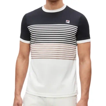 Мужская теннисная футболка Fila BB1 - ecru/black/taupe gray