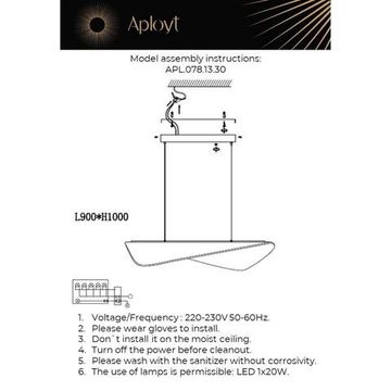 Подвесной светильник 20W 3500K APL.078.13.30 прозрачный/черный Klasild Aployt