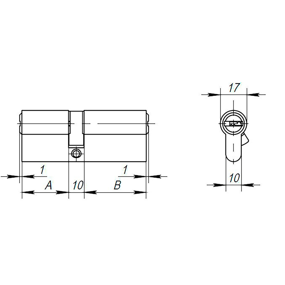 Цилиндровый механизм (AX200/60) AX2000Key60 (25+10+25) CP хром