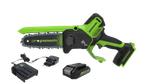 Цепная мини пила аккумуляторная Greenworks GD24CS15, 24V, 15см, бесщеточная, с автоматической смазкой цепи, c АКБ 2Ач и ЗУ ( 2010107UA) в сумке