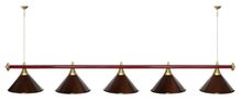 Лампа STARTBILLIARDS 5 пл. (плафоны золотые,штанга коричневая,фурнитура золото)