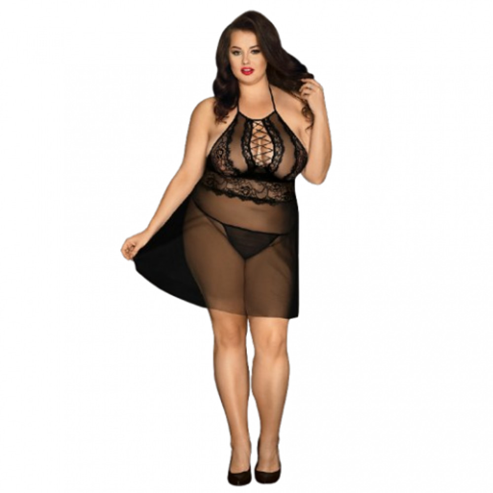 Прозрачный бэби долл с завязками (plus size)
