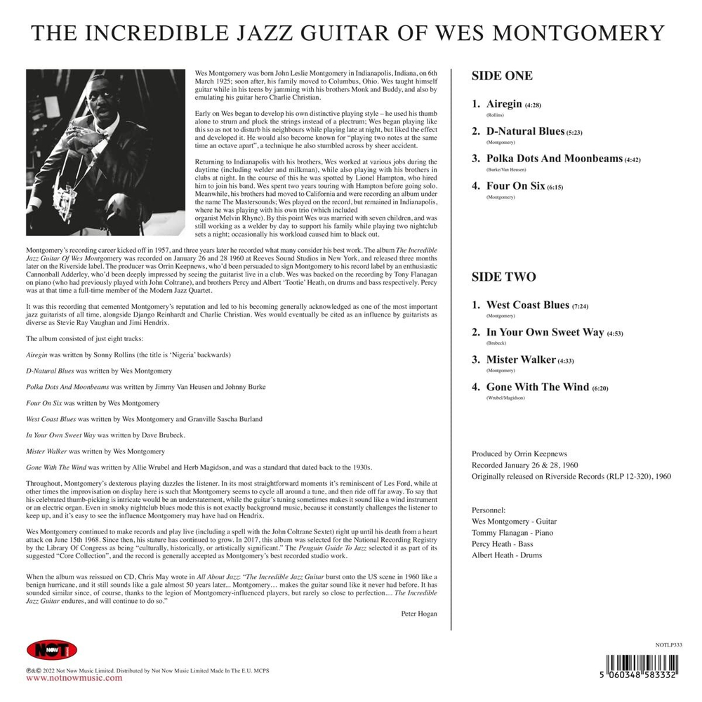 Wes Montgomery — The Incredible Jazz Guitar Of Wes Montgomery (LP)