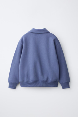 ZARA ТОЛСТОВКА С ВОРОТНИКОМ ПОЛО, СИНИЙ