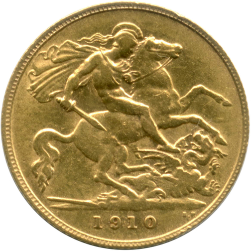 1/2 соверена. Великобритания (Эдвард VII). 1910 г. Золото. XF