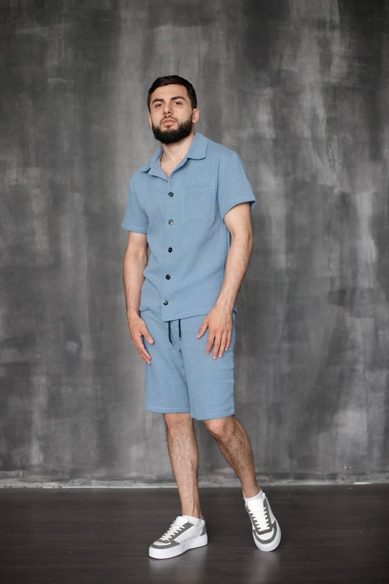Костюм BGLS muslin руб./шорты (голуб.)
