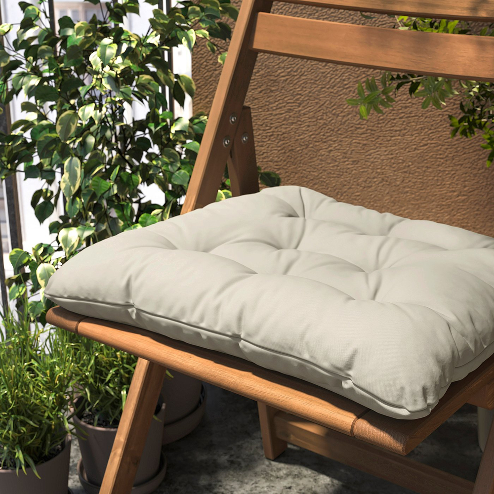 IKEA KUDDARNA  (ИКЕА КУДДАРНА)  -  Подушка на стул, садовая - светлый серо-бежевый 44x44 см