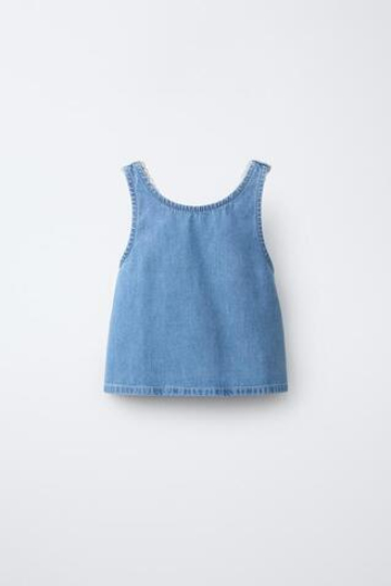 ZARA ДЖИНСОВЫЙ ТОП КРОШЕ, СИНИЙ