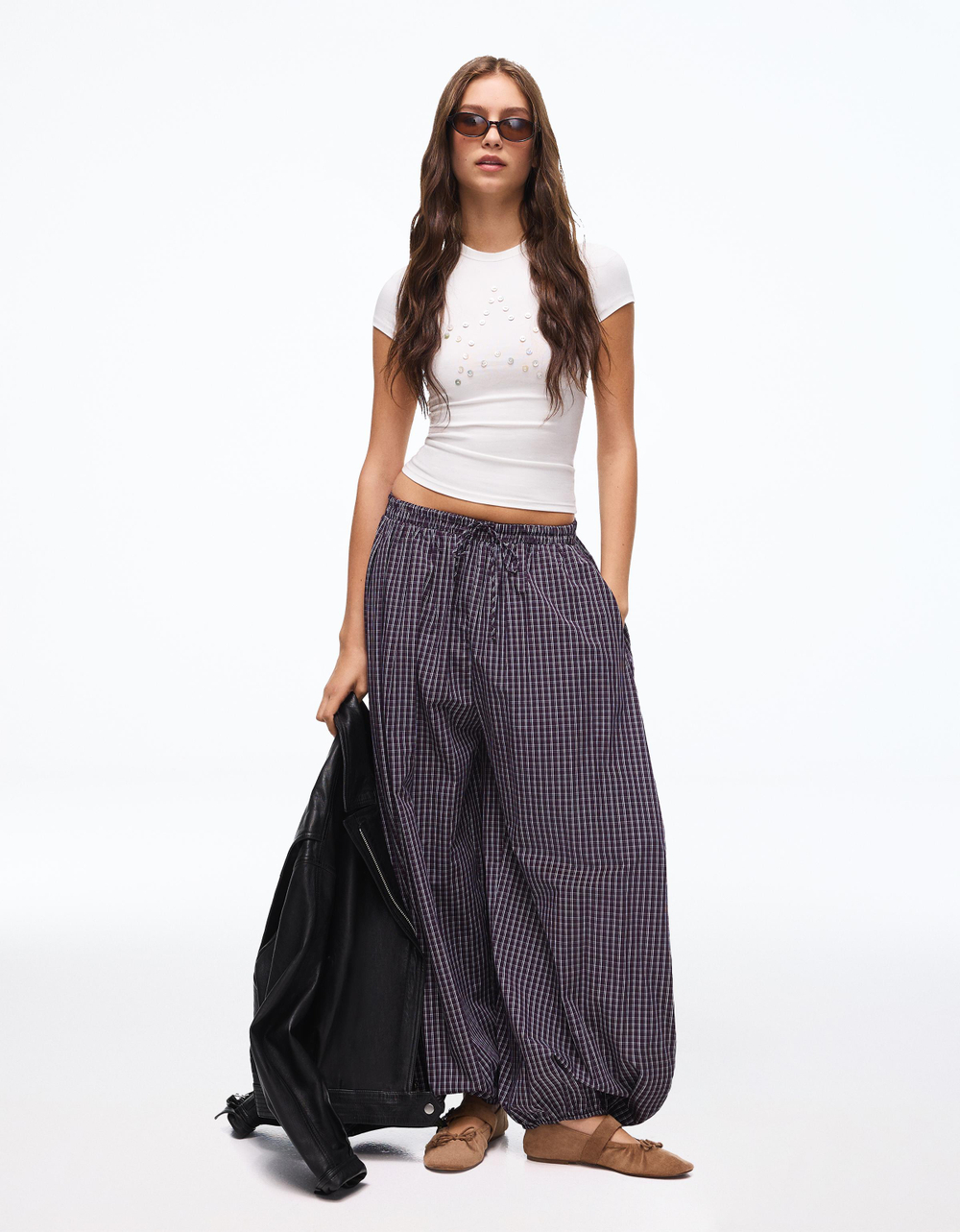 Женские брюки-блумеры из поплина - BERSHKA