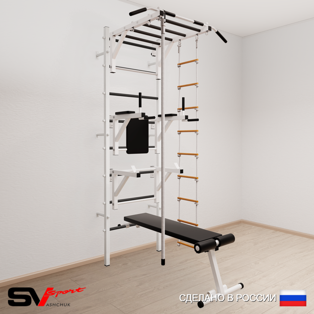 Шведская стенка Sv Sport усиленная 665 (Турник рукоход/Брусья/Стойка/Скамья/Канат/Лестница)