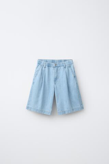 ZARA ДЛИННЫЕ ДЖИНСОВЫЕ ШОРТЫ, СИНИЙ