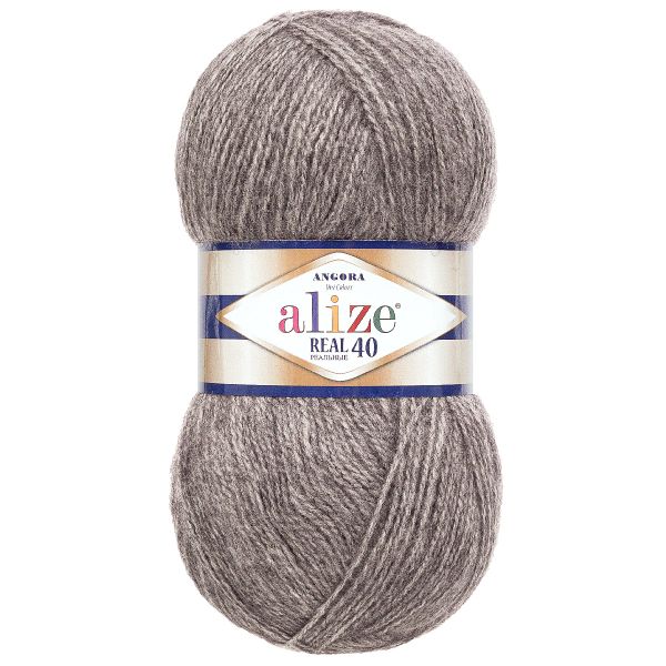 Пряжа Alize (Ализе) Angora Real 40 / уп.5 мот. по 100 г, 430м, 182 средне-серый меланж A