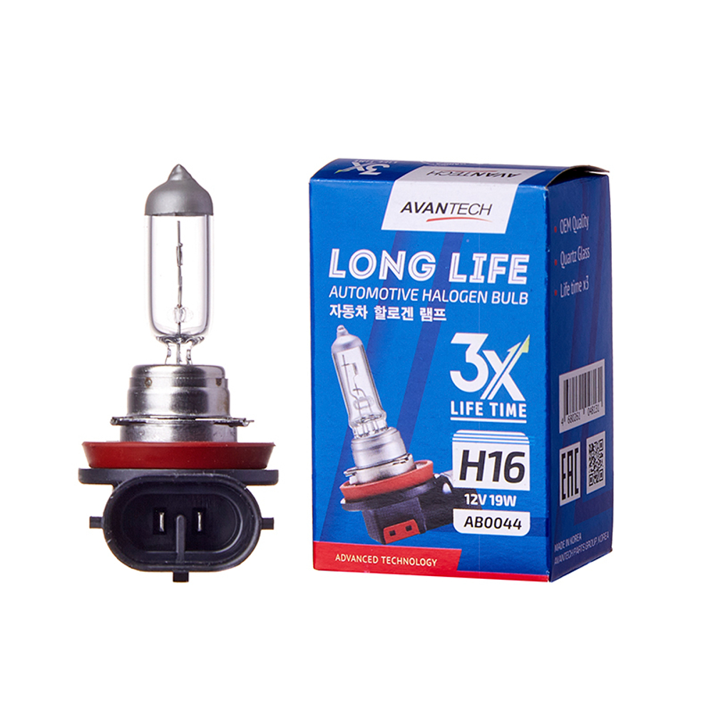 Лампа головного света Avantech H16 12V 19W Long Life AB0044