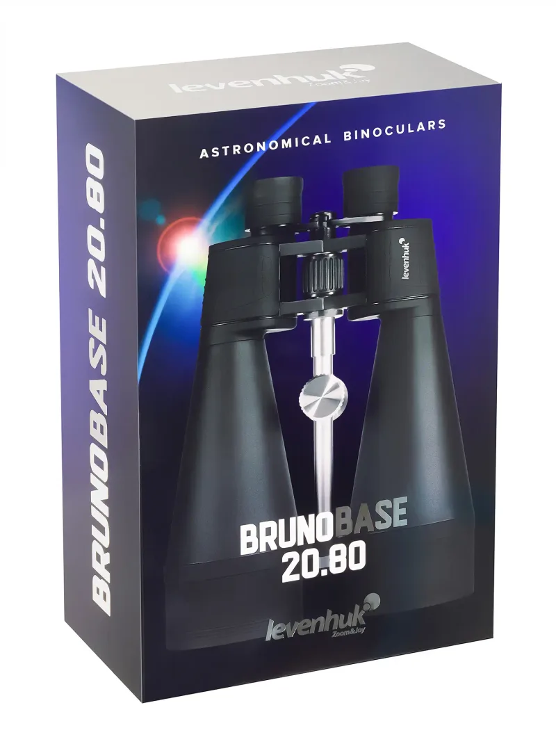 Бинокль Levenhuk Bruno BASE 20x80 упаковка с изображением и логотипом