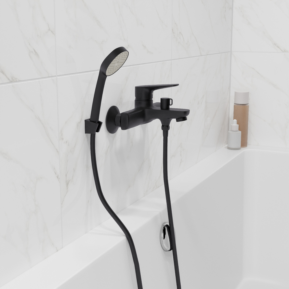 Смеситель для ванны 35k MIXLINE МЛ14-01 (ML14-01BL) ЧЕРНЫЙ
