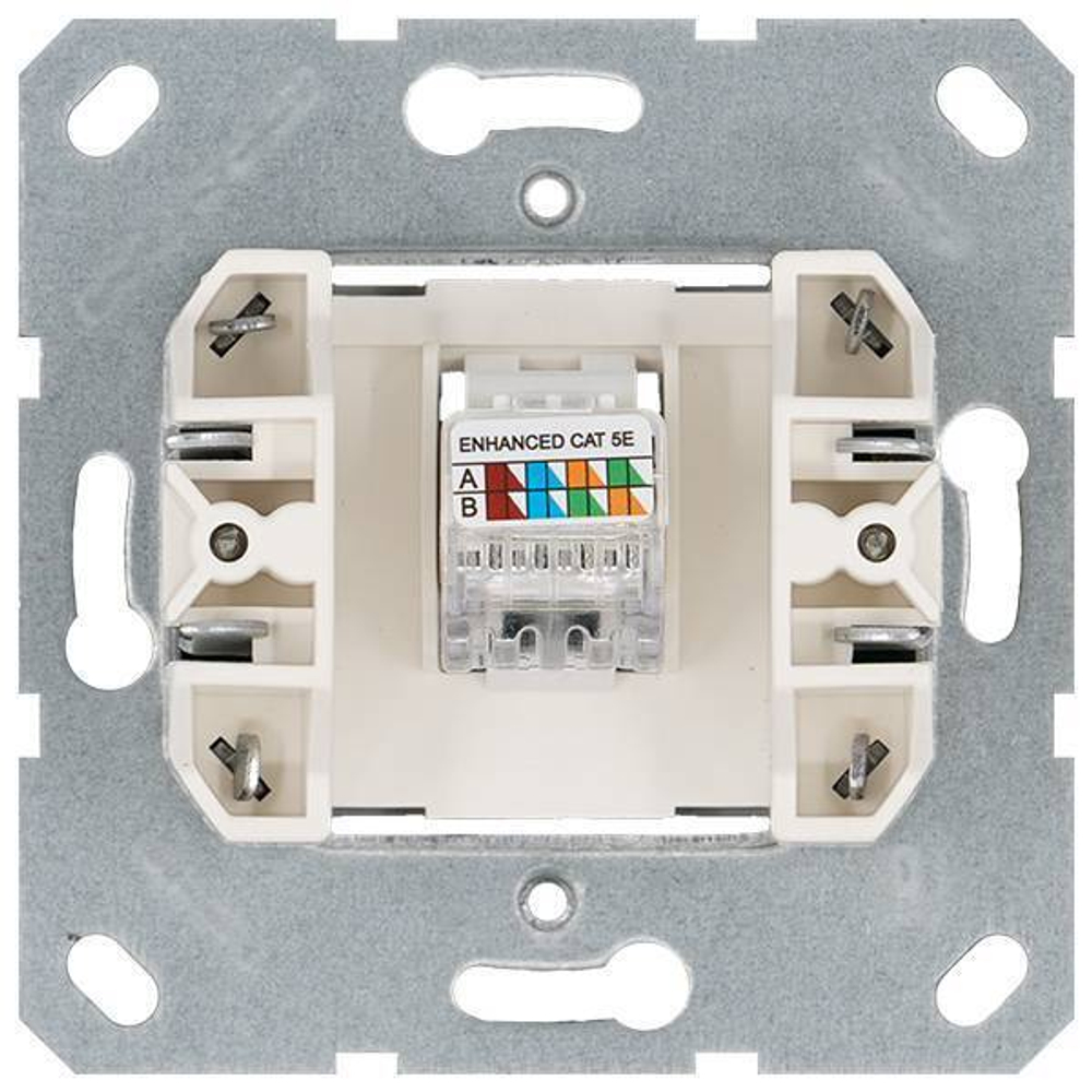 Интернет-розетка RJ45 с накладкой, цвет черный матовый (soft touch)