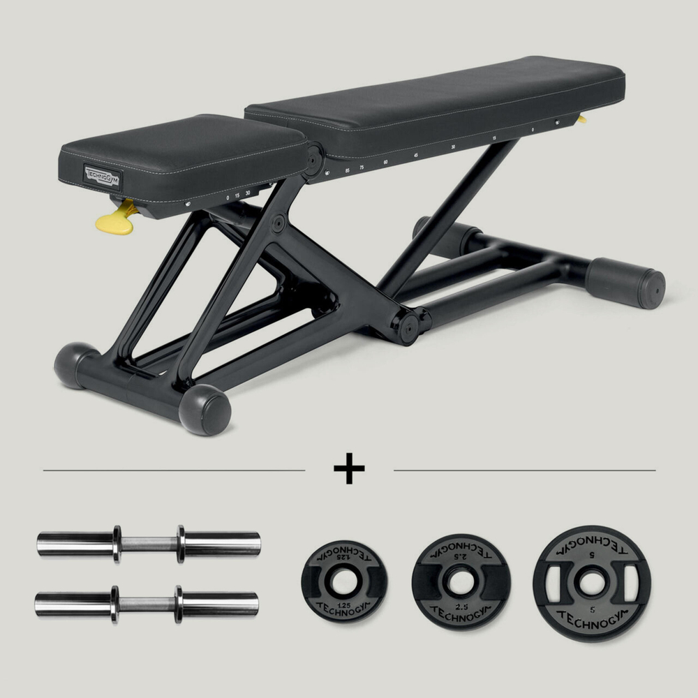 Дизайнерская скамья с гантелями Technogym BENGH PERSONAL- Kit Dumbbells 55Kg- Dark