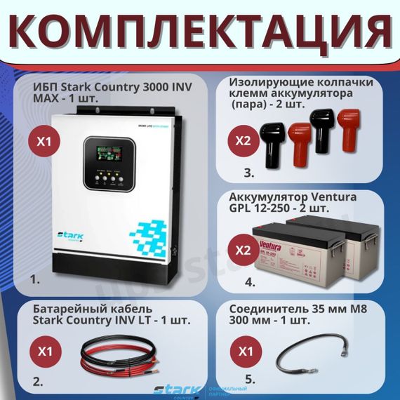 Комплект ИБП SC 3000 INV MAX + GPL 12-250 х 2 шт.