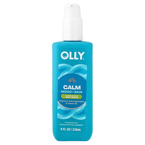 OLLY, Calm, сыворотка для тела с витаминами, успокаивающая сыворотка с эвкалиптом и амбра, 236 мл (8 жидк. унций)