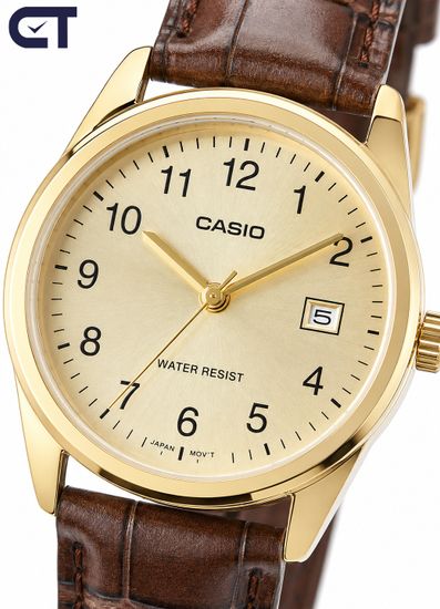 Casio LTP-V004GL-9A General часы наручные женские — золотистая классика с кожаным ремешком и датой