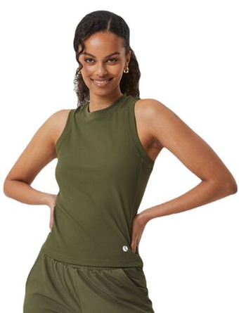 Женский теннисный топ Bjorn Borg Ace Rib Tank Pocket - оливковая ночь