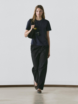 Massimo Dutti Футболка интерлок, короткие рукава, темно-синий