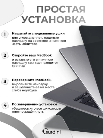 Чехол пластиковый Gurdini для Macbook Air 15" 2023 (A2941) Matte Series Black