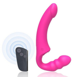 Розовый безремневой вибрострапон Straples Strap-On Dildo с пультом Д/У