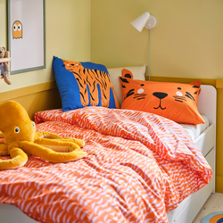 IKEA NATTHÄGER  (ИКЕА НАТТХЭГЕР)  -  Пододеяльник и наволочка - оранжевый/тигр 150х200/50х60 см