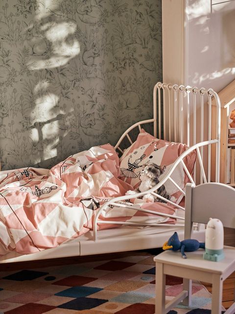 Комплект постельного белья IKEA BUSENKEL (БУСЕНКЕЛ), Детский, Розово - белый с рисунком, 150x200, 50x80 см