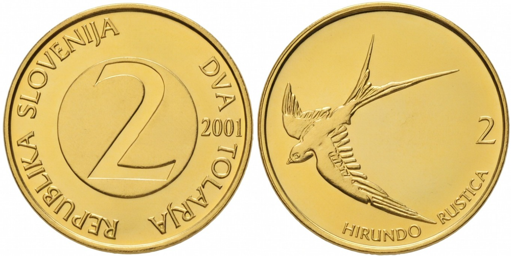 Словения 2 толара, 2001 Ласточка UNC