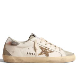 Women's Super-Star with gold glitter star and ice-gray suede inserts