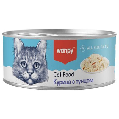 Wanpy Cat Консервы для кошек "Курица с тунцом" 24шт по 95 г