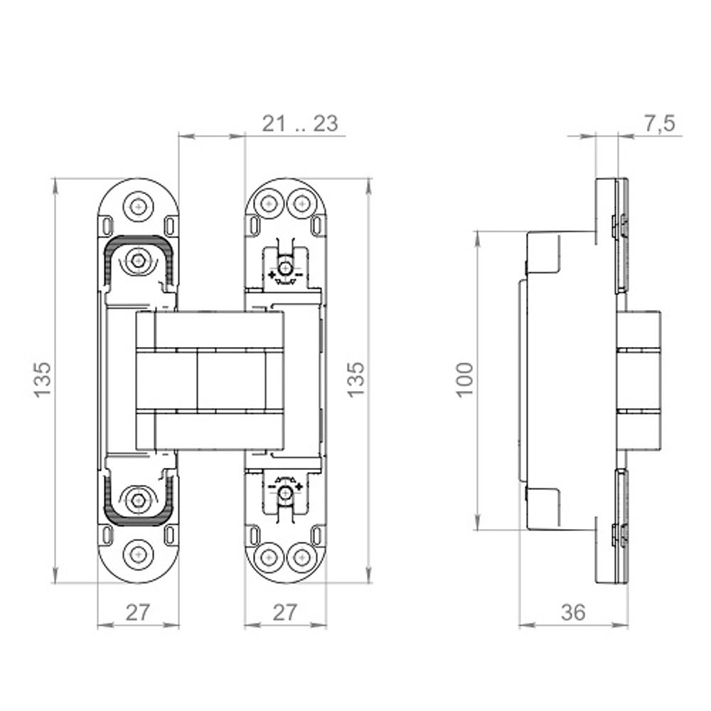 Петля скрытой установки ARMADILLO U3D7803.VPG (Koblenz K2760/K2780) BL черный /62003/ (1шт)