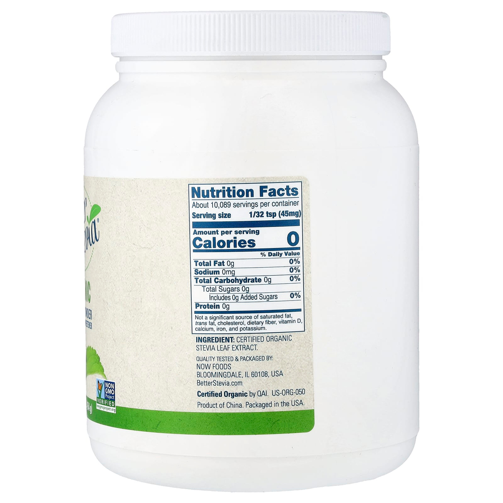 NOW Foods, Better Stevia, Organic Extract Powder, 1 фунт (454 г)