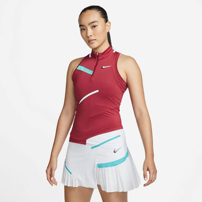 Женская теннисная майка Nike Court Dri-Fit Tank Top Women - Dark Red, Multicoloured