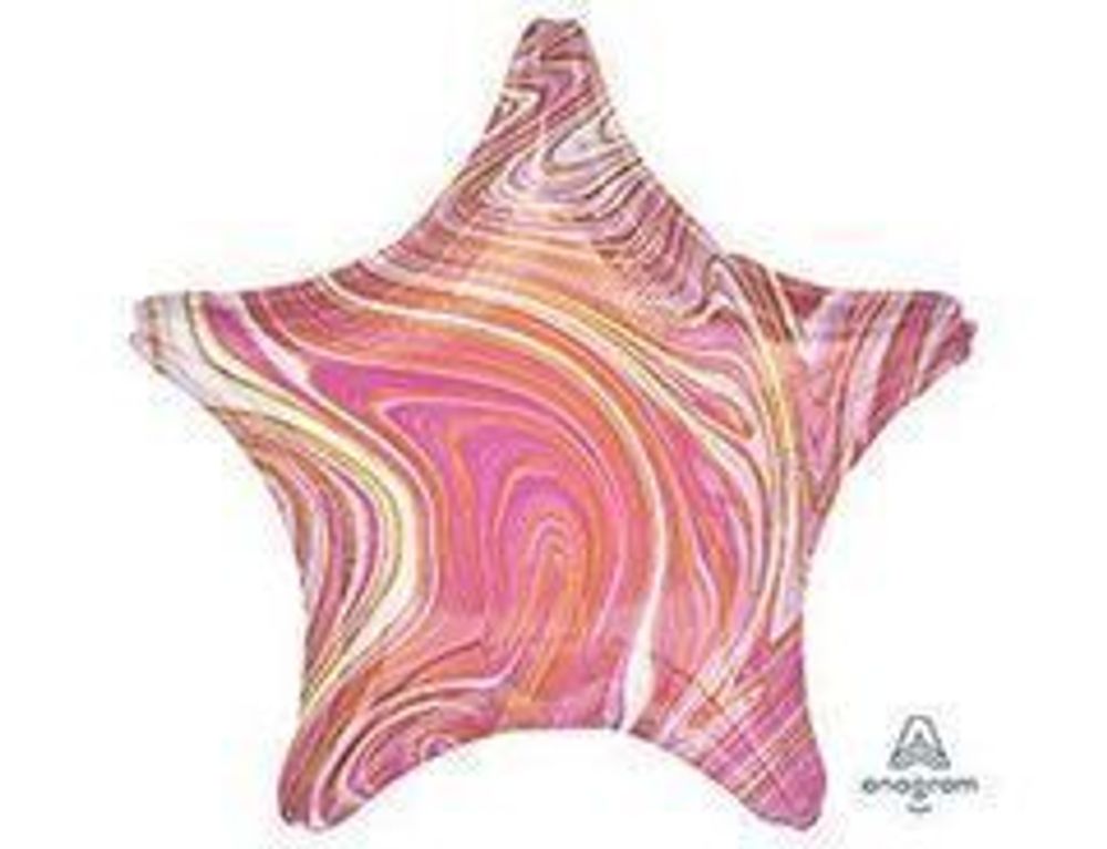 АN Шар Звезда 19"/48 см, Мрамор Pink (БГ-15) 