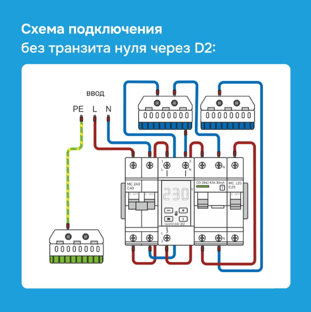 Реле напряжения Welrok D2 red - 32 A - Реле напряжения Welrok D2-32 red