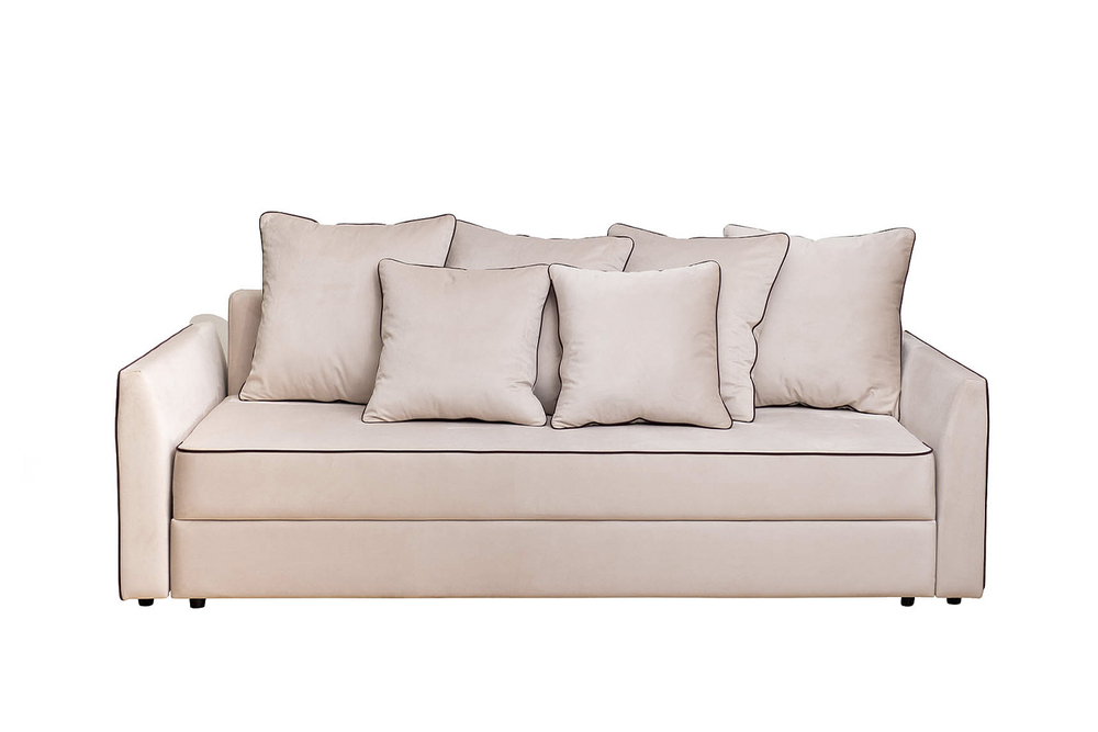 Диван треxместный Garda Decor Mores бежевый с кантом меxанизм тик-так