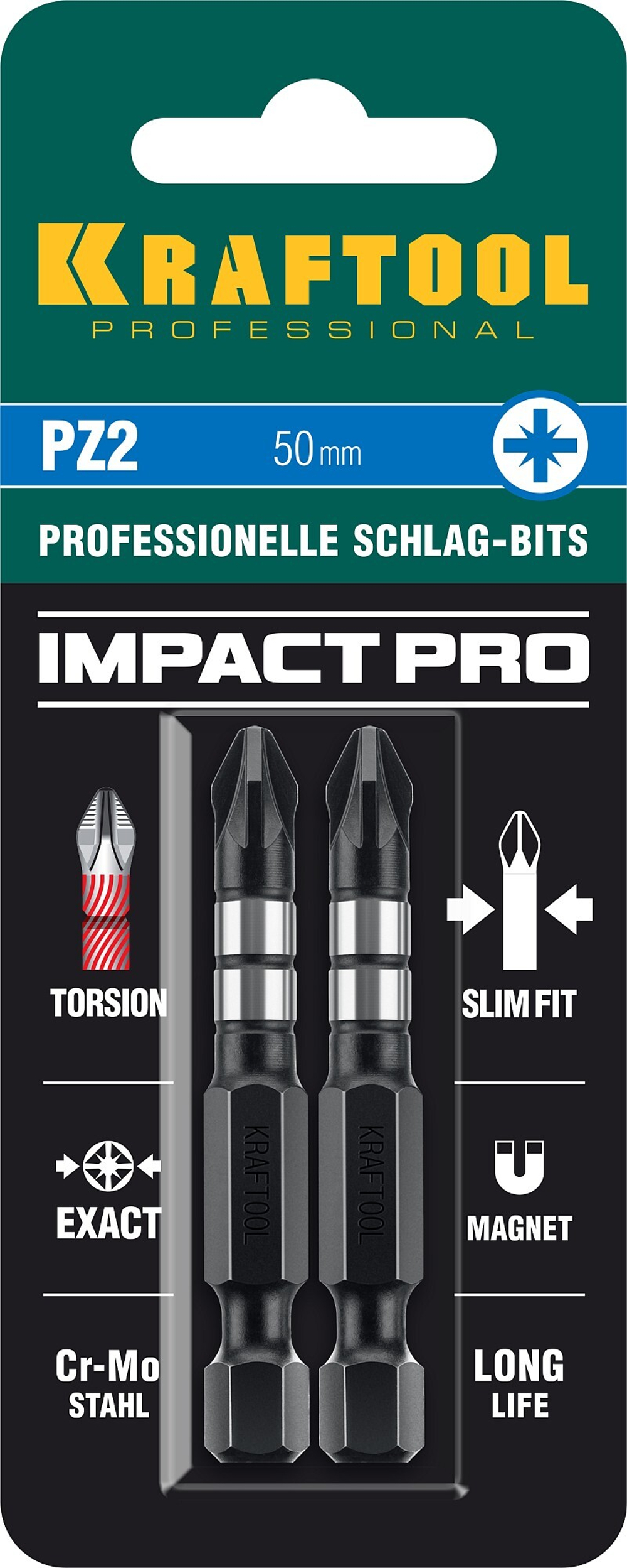KRAFTOOL Impact PZ 2, 50 мм, 2 шт, ударные биты (26193-2-50-S2)