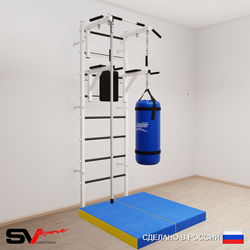 Шведская стенка Sv Sport 5706 (Турник стандарт/Брусья/Канат/Цепь/Мешок 22кг/Мат 1м)