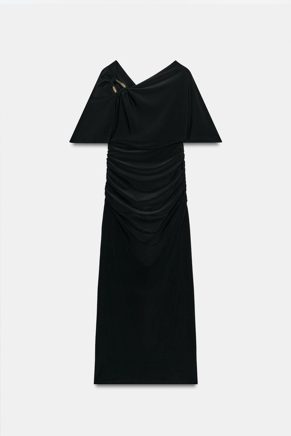 ZARA ДЛИННОЕ ПЛАТЬЕ С ДЕТАЛЬЮ, ЧЕРНЫЙ