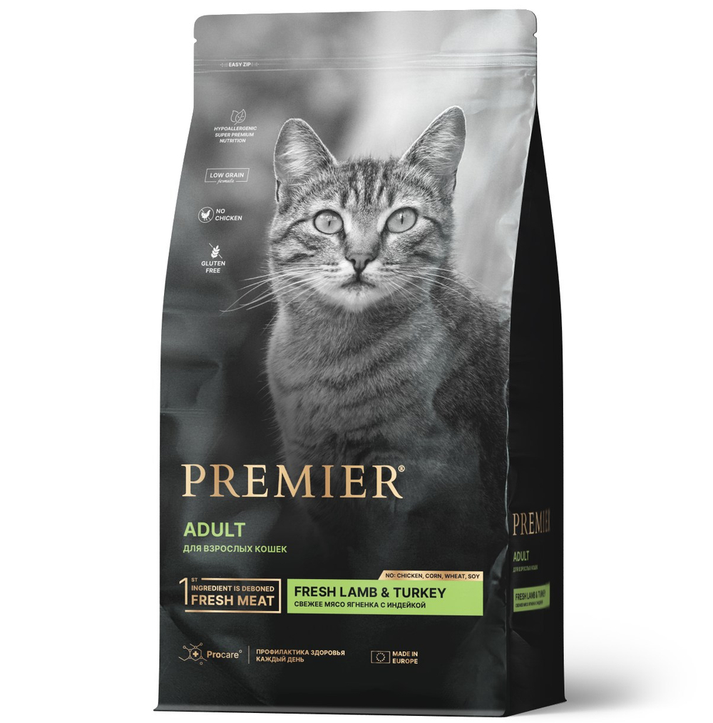 Premier Cat Adult Ягненок/Индейка для кошек 2 кг