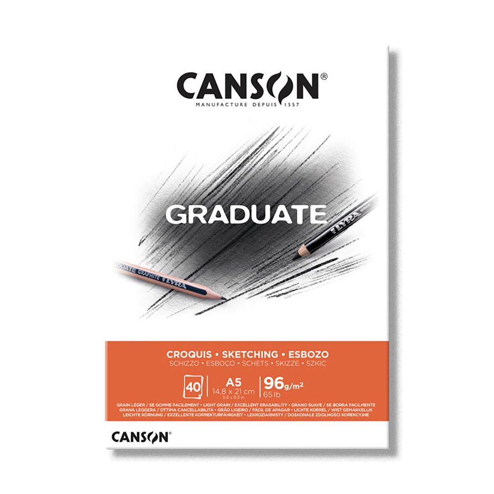 Альбом для набросков Graduate Sketching 96 г/м², A5 14.8х21 см, склейка с одной стороны 40 л, Canson C400110361