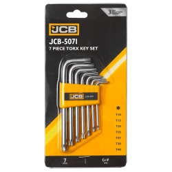 Ключи Г-образные TORX, набор 7пр. (Т10, Т15, Т20, Т25, Т27, Т30, Т40) JCB JCB-5071