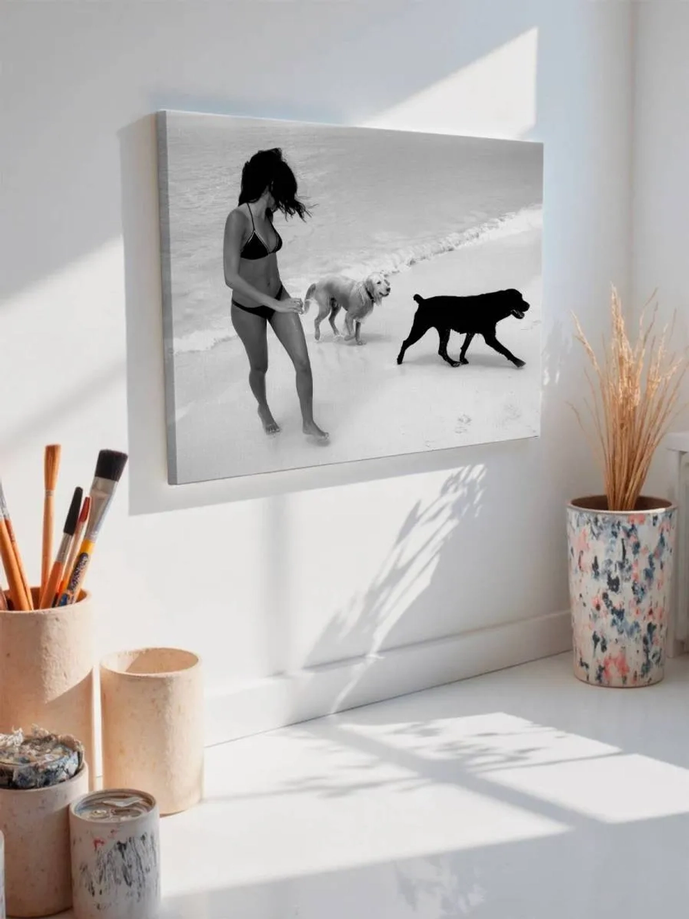 Картина на стену 40 X 50 Девушка и собаки