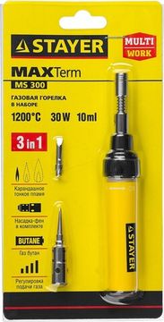 STAYER MS 300, 40 Вт, 1200°С в наборе: 4 в 1, горелка, фен, 2 жала, газовый паяльник (55506-H4)