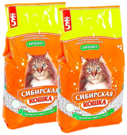 Наполнитель СИБИРСКАЯ КОШКА "Бюджет" впитывающий, 7 л - 2 шт